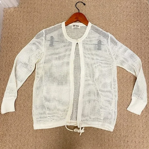 Vintage Sheer Square Crochet Cardigan Ivory – XS - Picture 7 of 11